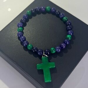 Natural Stone Lapis Lazuli , Malachite w Green Stone Cross
